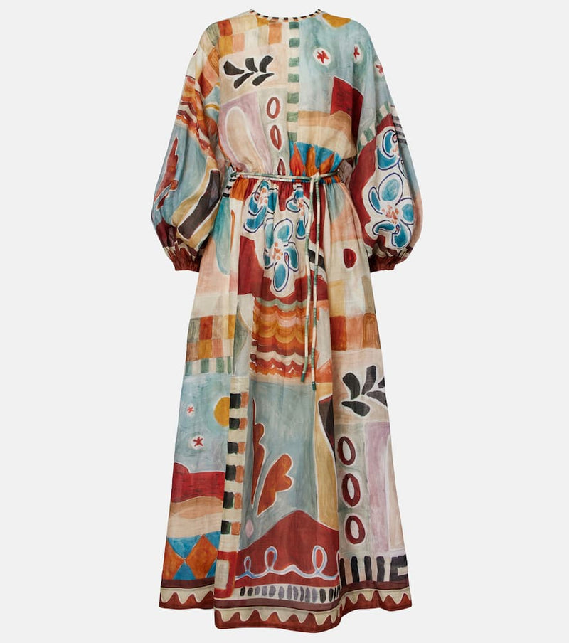 Alemais x LRNCE Michelle printed ramie midi dress