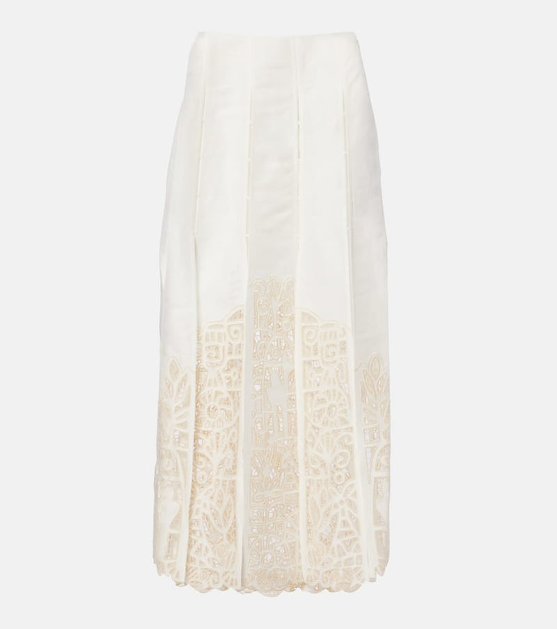 Alemais Rosemary linen-blend midi skirt