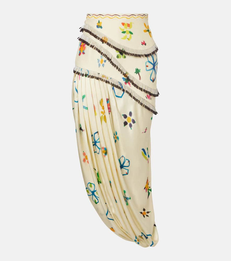 Alemais Sidi embellished linen-blend midi skirt