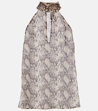 Nili Lotan Alla snake-print halterneck silk top