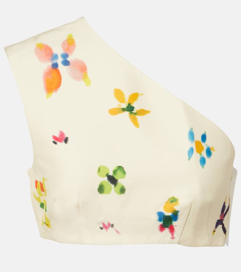 Alemais Sidi printed linen-blend crop top