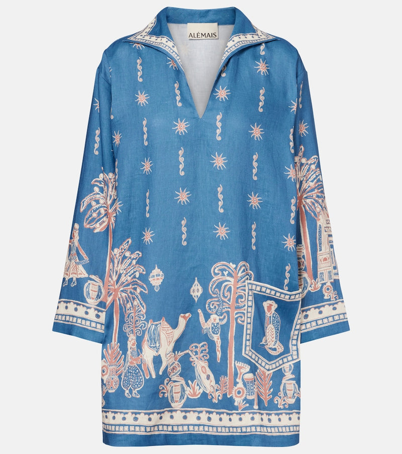 Alemais Acacia printed linen minidress