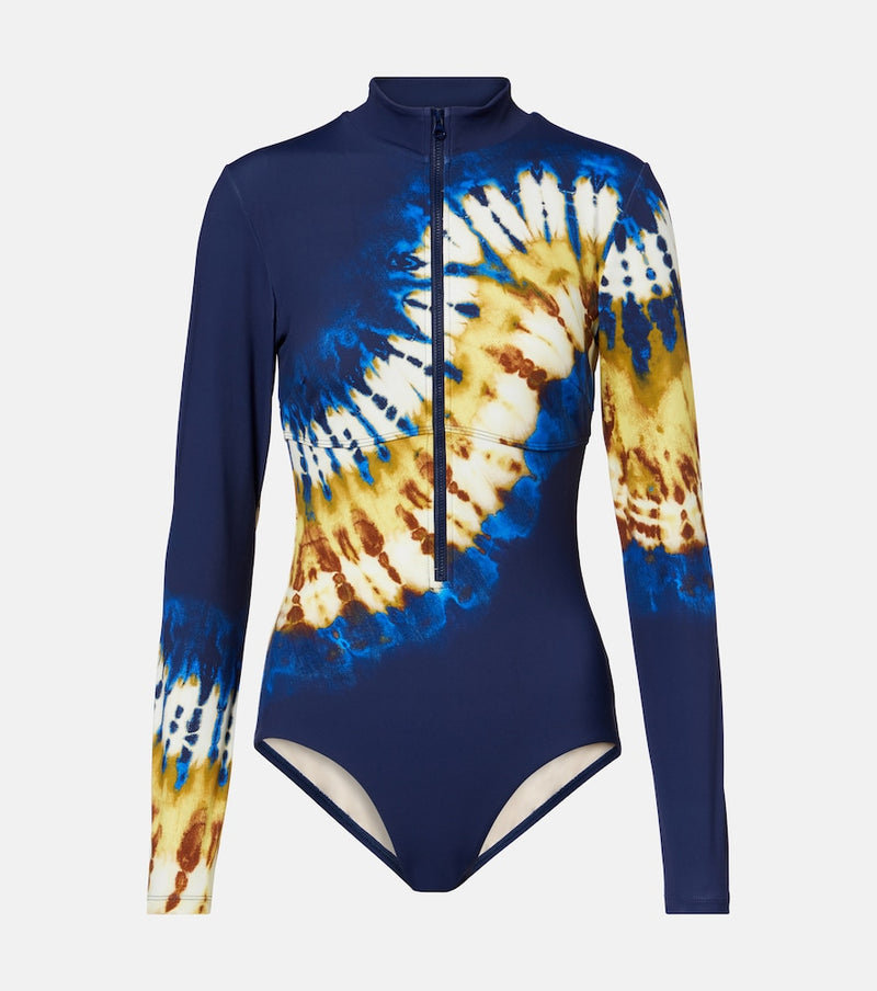 Alemais Martine draped printed rashguard top