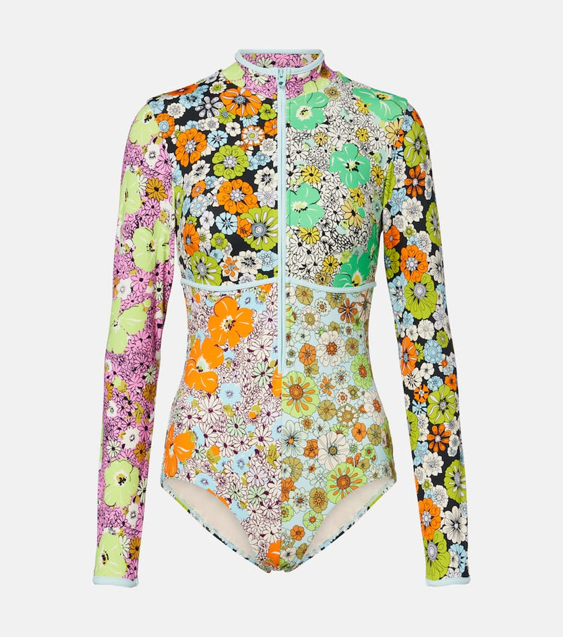 Alemais Orange Blossom floral rashguard swimsuit