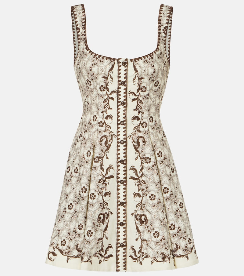Alemais Printed linen and cotton minidress