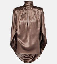 Mugler Draped silk-blend satin top