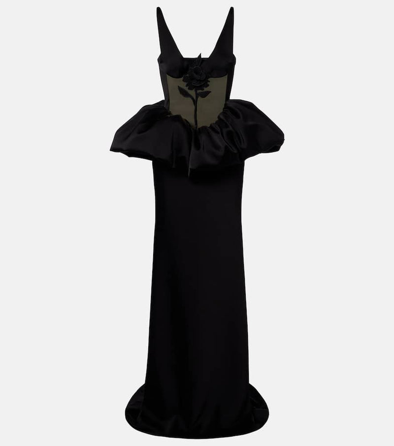 David Koma Embroidered peplum gown