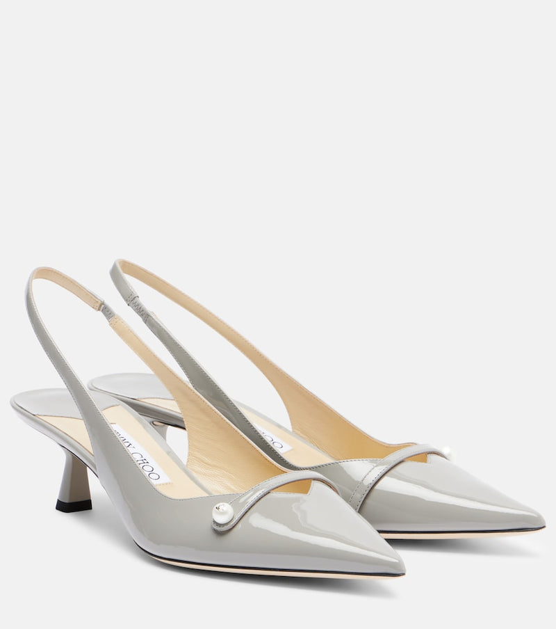 Jimmy Choo Amita 45 patent leather slingback pumps