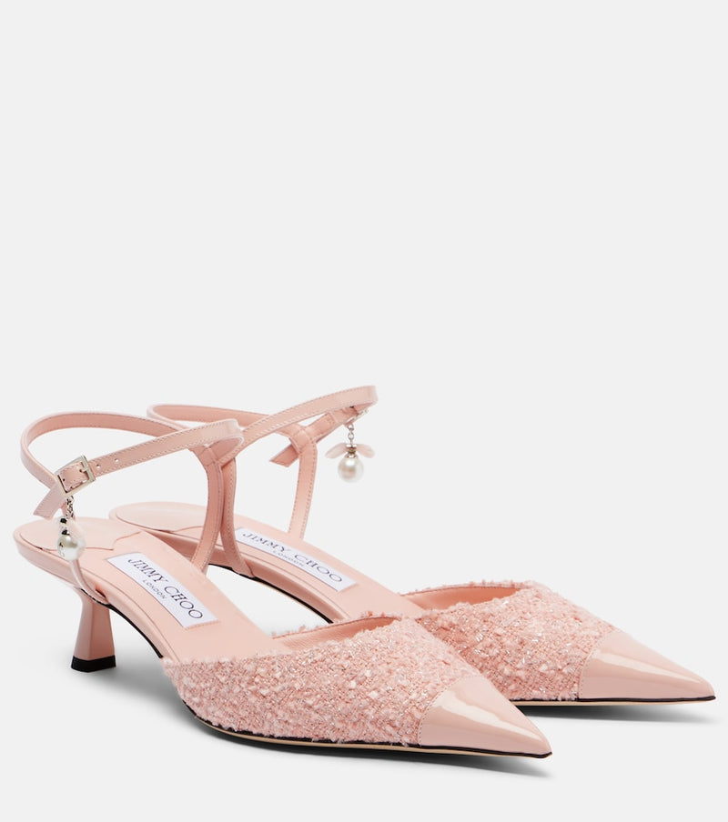 Jimmy Choo Aren tweed slingback pumps