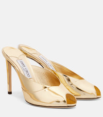 Jimmy Choo Brigitte 100 mirrored leather mules