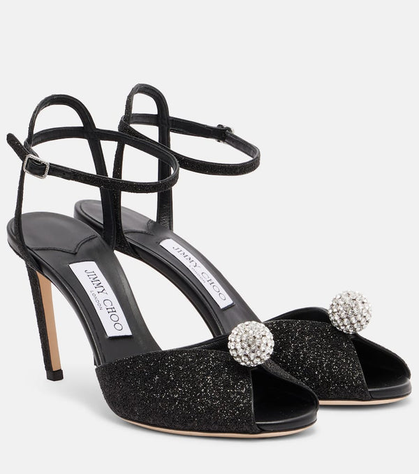 Jimmy Choo Sacora 85 glitter peep-toe sandals