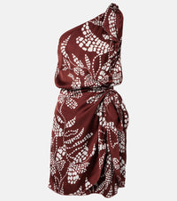 Poupette St Barth Celie printed one-shoulder minidress