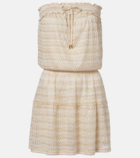 Melissa Odabash Isla off-shoulder lame minidress