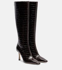 Jimmy Choo Agathe 85 croc-effect leather knee-high boots
