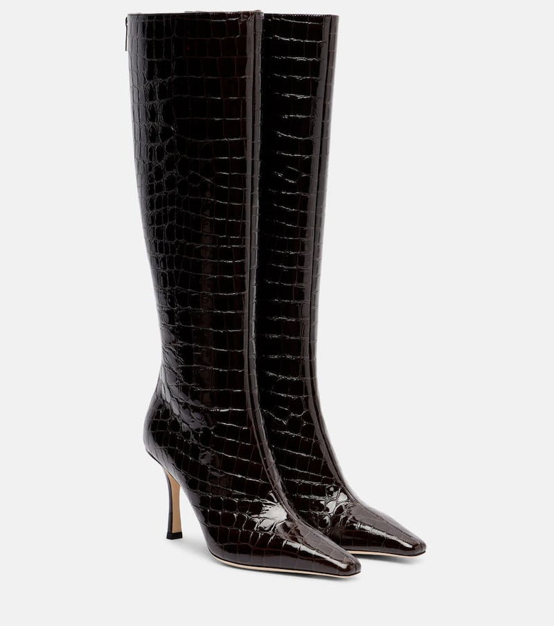 Jimmy Choo Agathe 85 croc-effect leather knee-high boots
