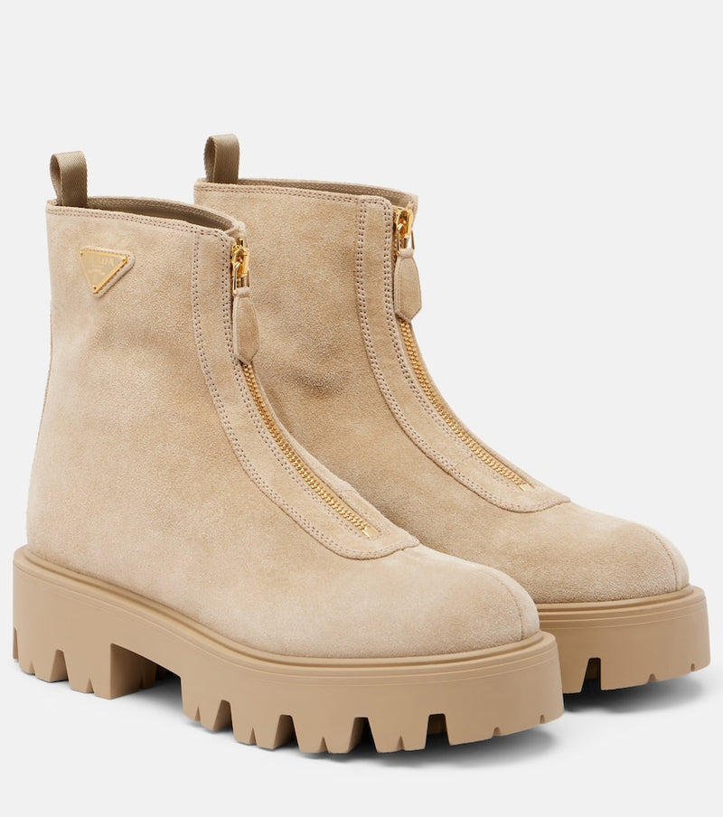 Prada Suede platform ankle boots
