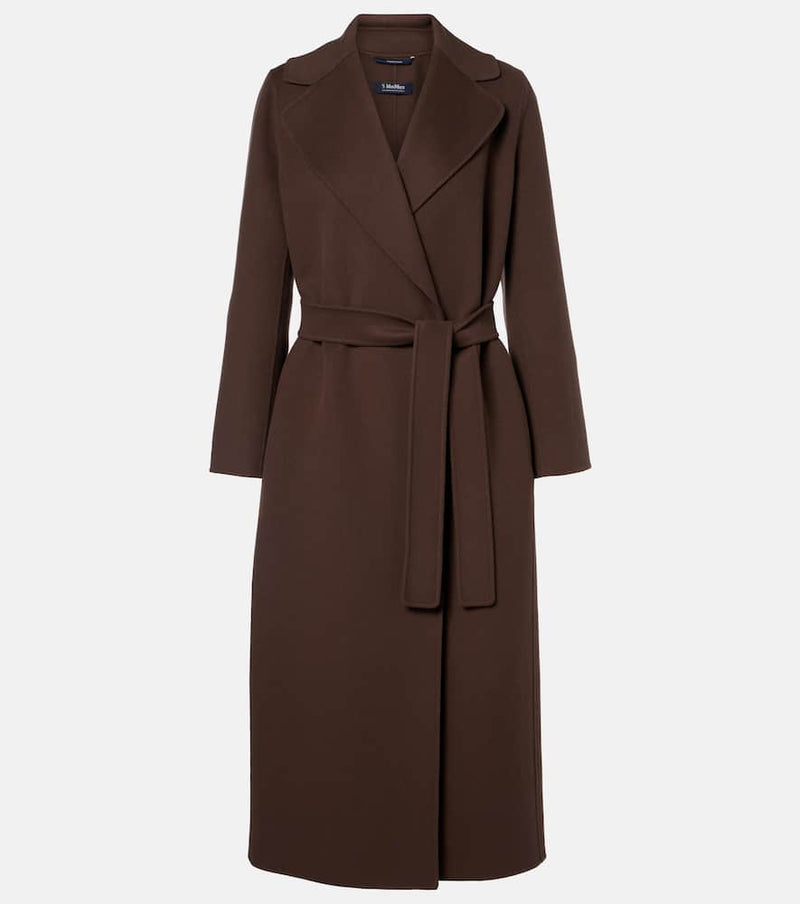 S Max Mara Poldo Virgin Wool Wrap Coat Brown