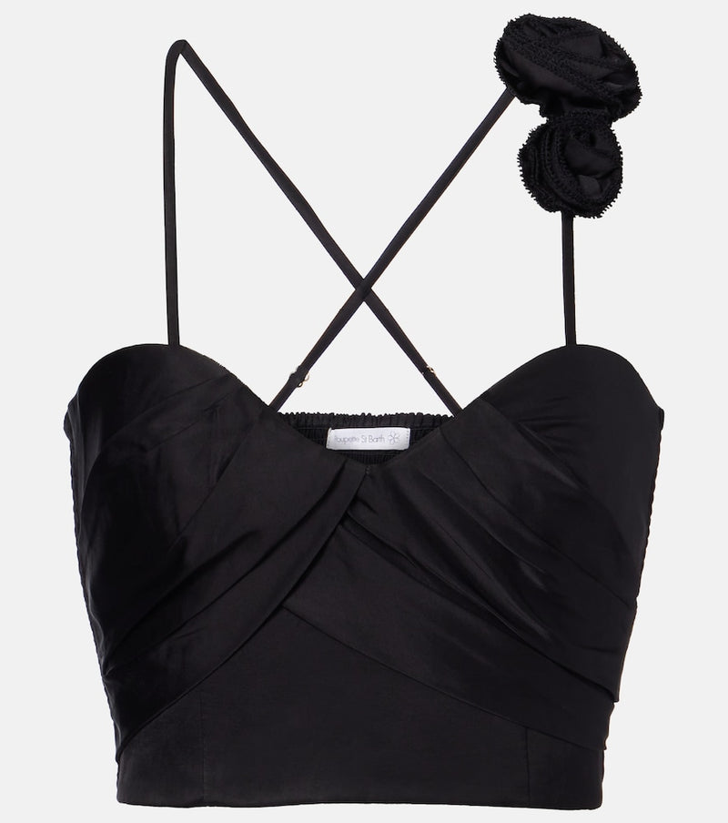 Poupette St Barth Palmire floral-applique crop top