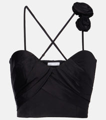 Poupette St Barth Palmire floral-applique crop top