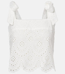 Poupette St Barth Noa broderie anglaise cotton top