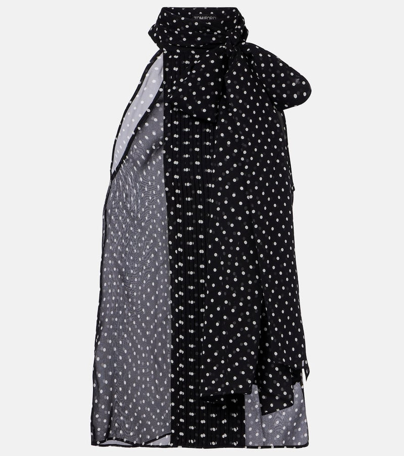 Tom Ford Draped polka-dot silk blouse