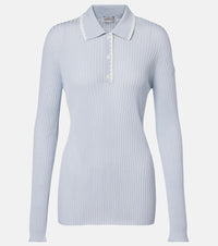 Moncler Ribbed-knit virgin wool polo sweater