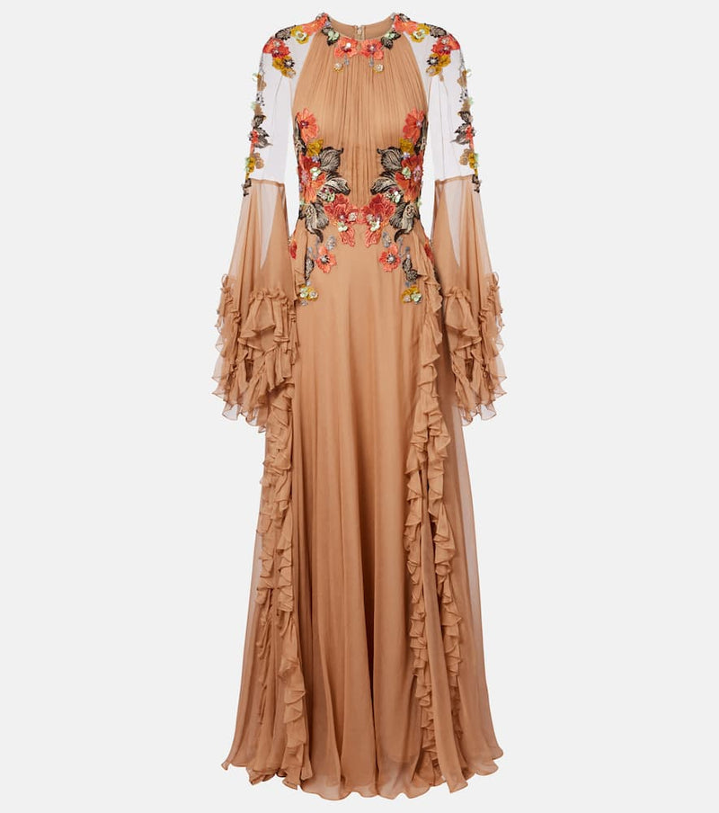 Costarellos Zilara embellished silk georgette gown