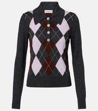 Self-Portrait Argyle wool polo sweater