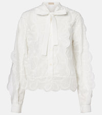 Elie Saab Embroidered tie-neck blouse