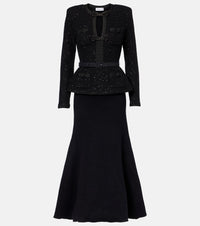 Self-Portrait Sequined peplum midi dress