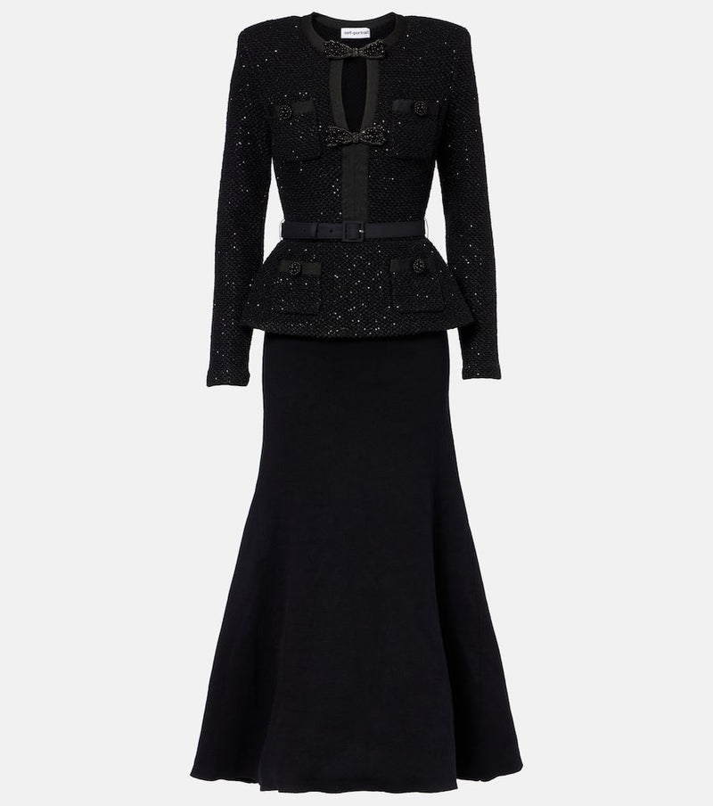 Self-Portrait Sequined peplum midi dress