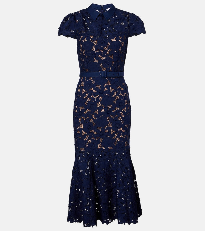 Self-Portrait Belted lace midi dress