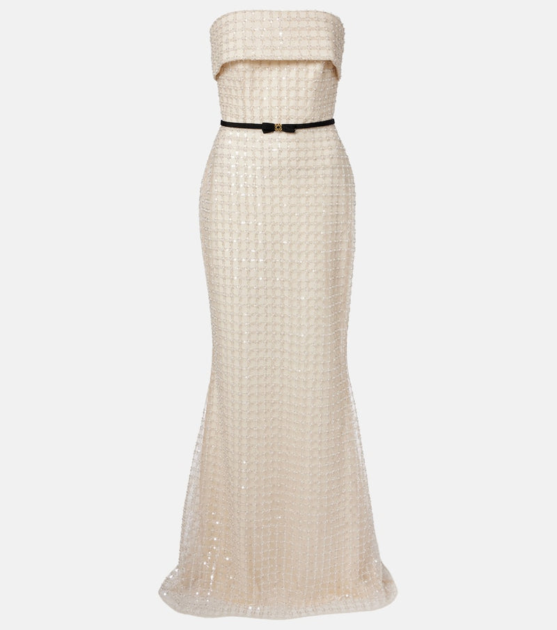 Elie Saab Embellished silk-blend bustier gown