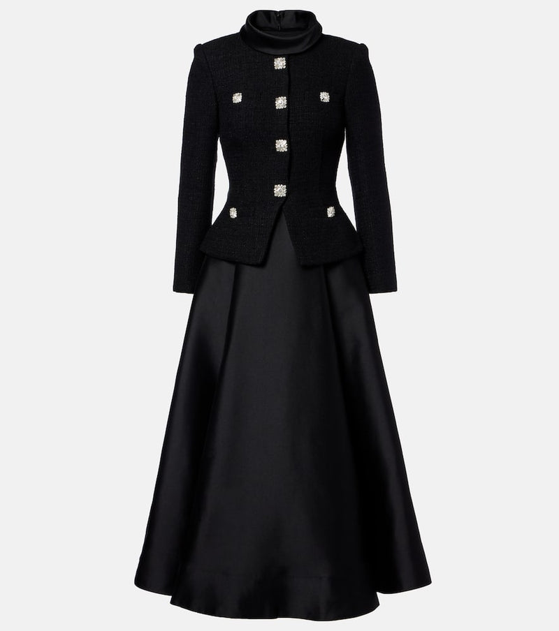 Self-Portrait Boucle taffeta midi dress