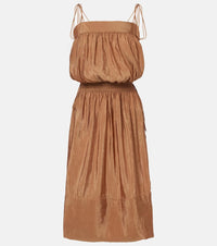 Saint Laurent Shirred chiffon satin midi dress