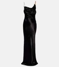 Balmain Chain-detail draped satin gown