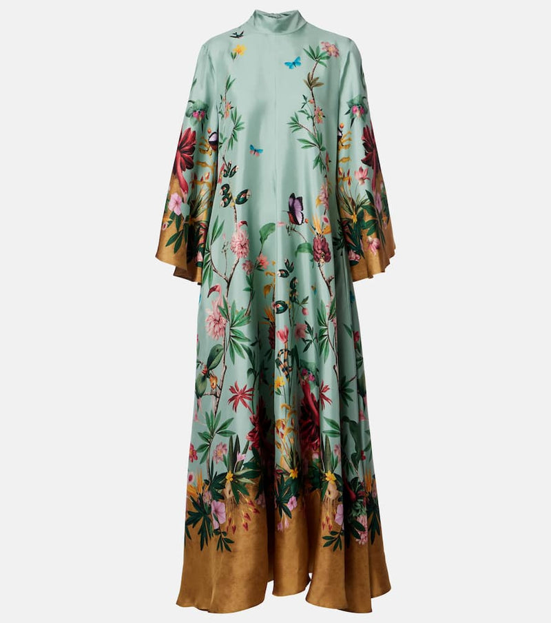 La DoubleJ Magnifico floral silk twill maxi dress