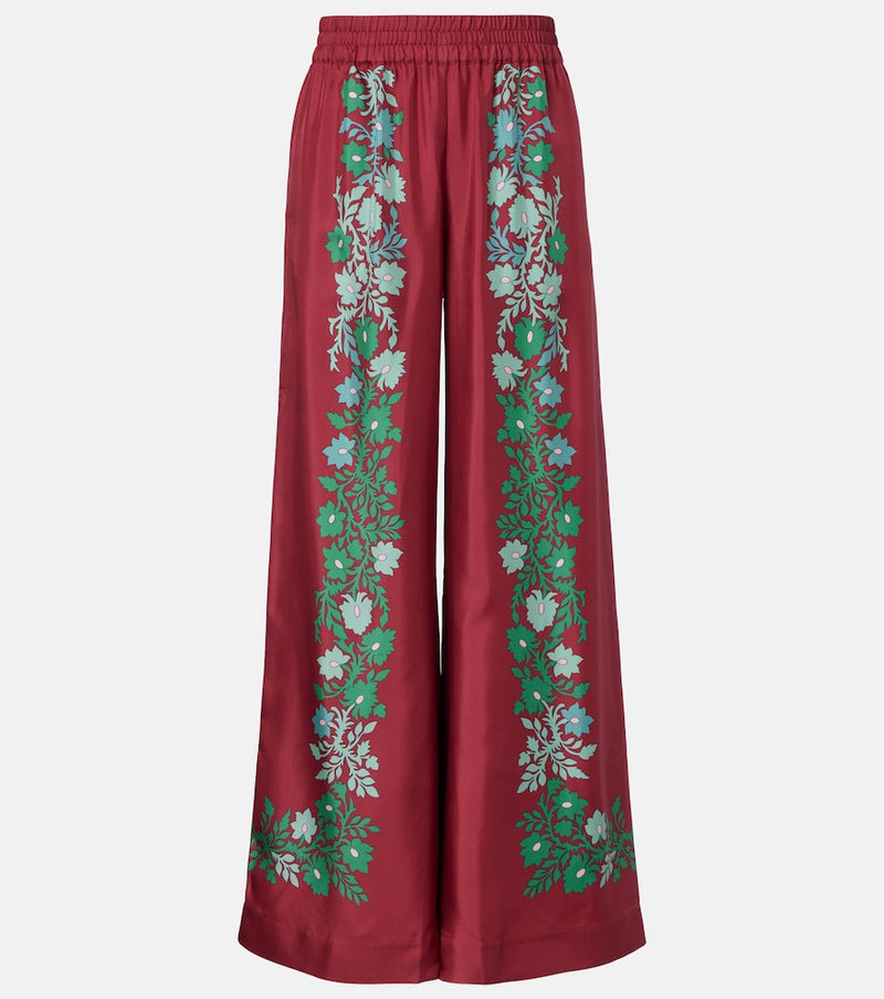La DoubleJ Floral silk twill palazzo pants