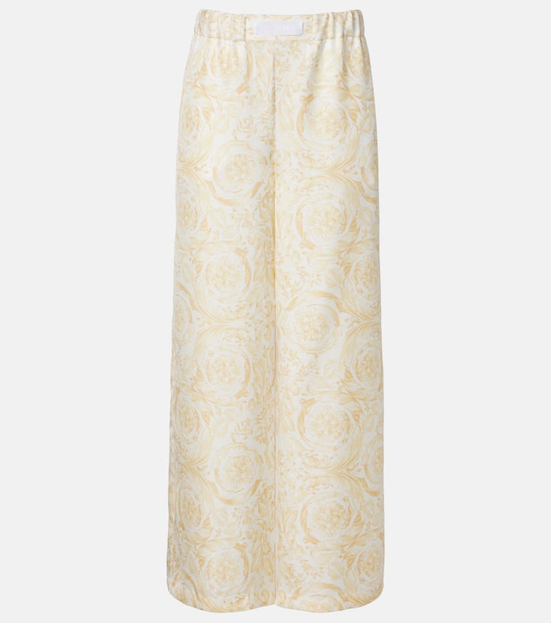 Versace Underwater Barocco silk palazzo pants