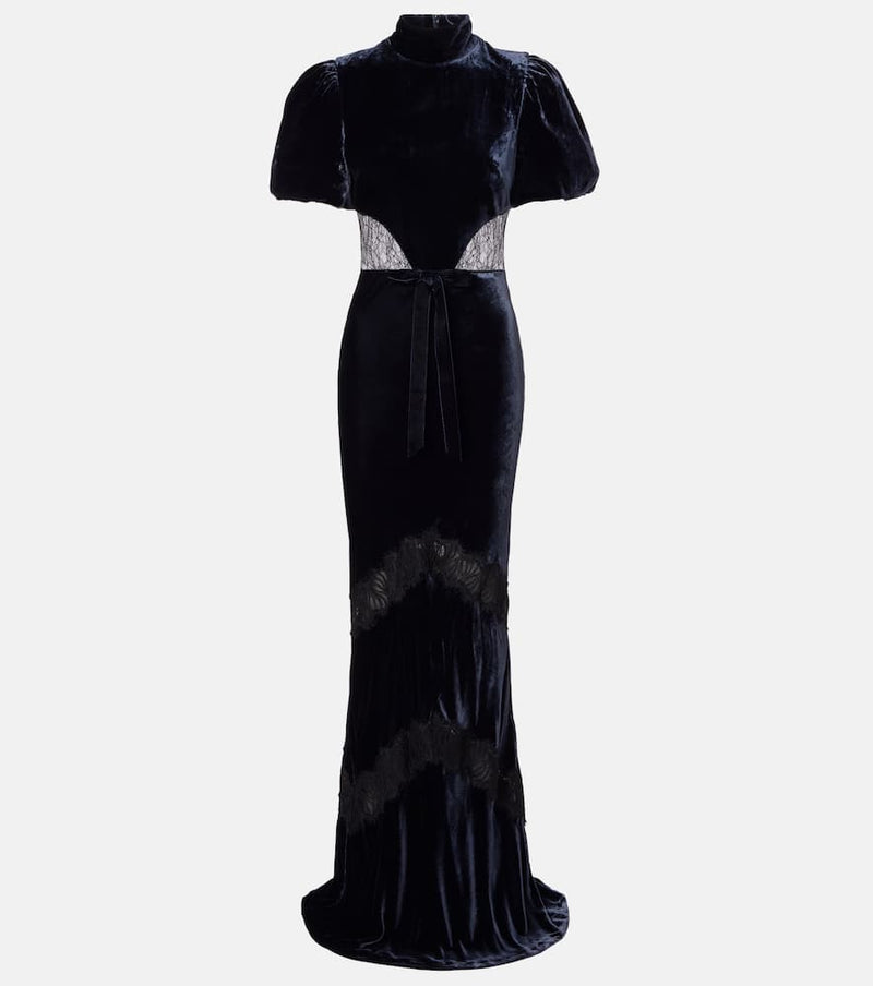 Rebecca Vallance Minerva lace-trimmed velvet gown