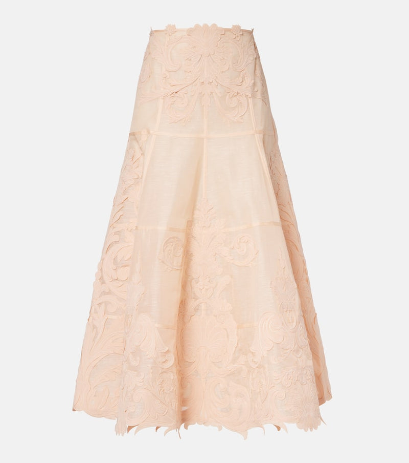 Zimmermann Rebellion Filigree embroidered midi skirt