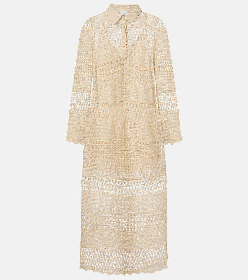 Zimmermann Wanderlust crochet cotton-blend midi dress