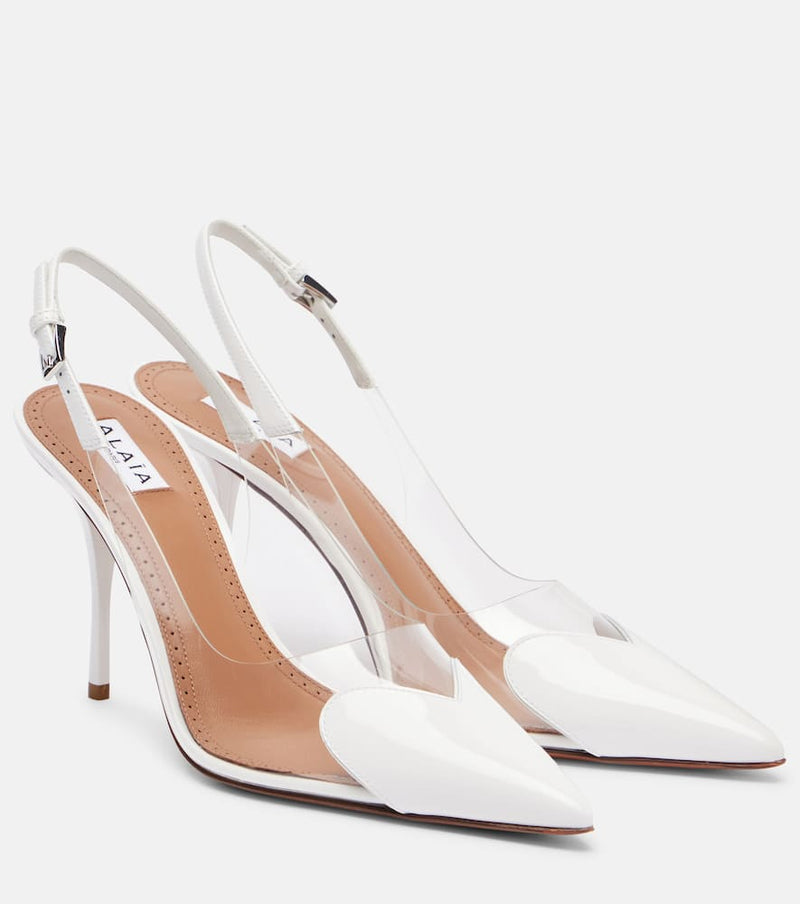 Alaia Le Cour 90 patent leather slingback pumps