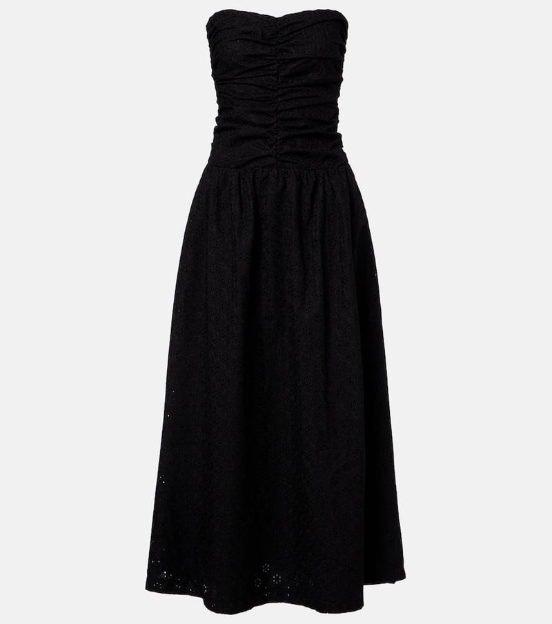 Faithfull Lia broderie anglaise ruched maxi dress