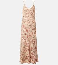 Loro Piana Marian Printed Silk Jacquard Midi Dress Beige