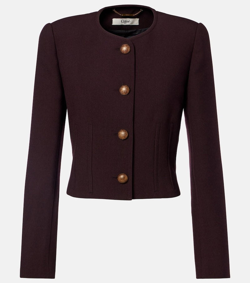 Chloe Cropped virgin wool crepe jacket