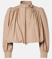 Chloe Gathered cropped cotton canvas jacket