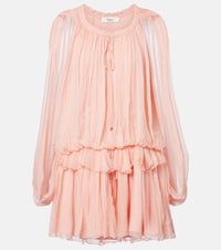 Chloe Caped ruffled silk muslin minidress