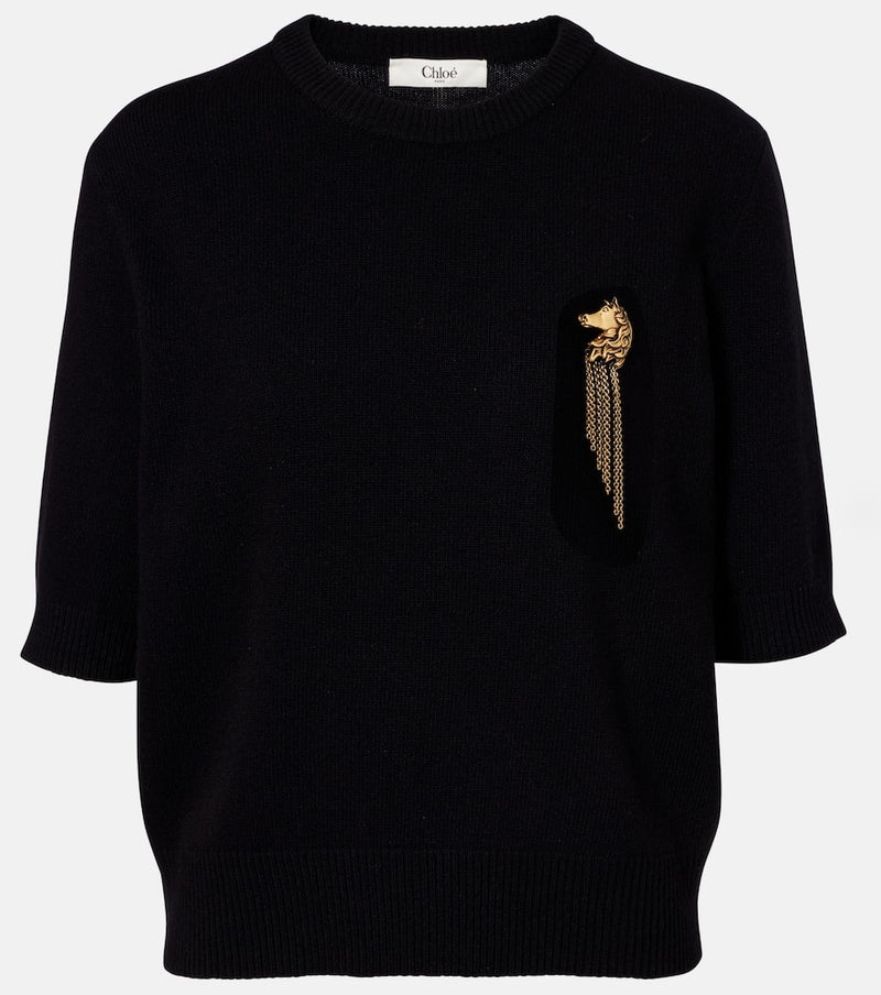 Chloe Embellished wool and cashmere sweater