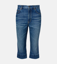 Chloe Leather-trimmed capri jeans